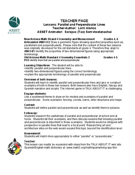 Parallel and Perpendicular Lines Lesson Plan
