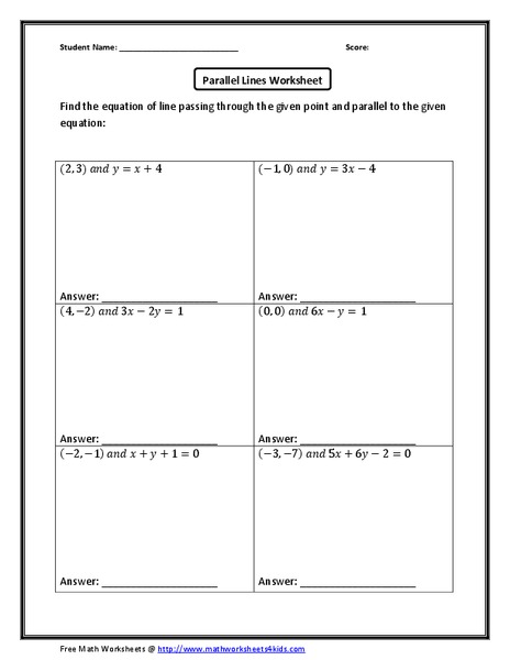 Parallel Lines Worksheet Worksheet