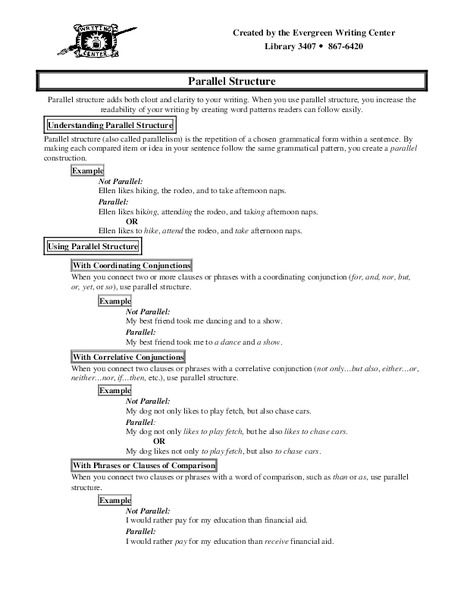 Parallel Structure Worksheet