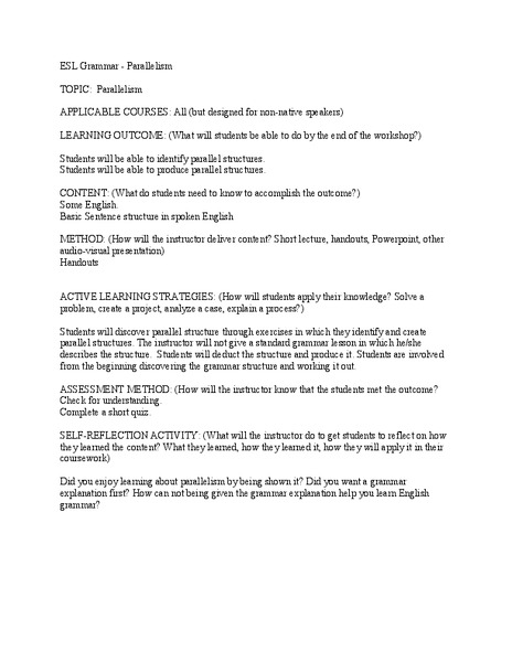 Parallelism Lesson Plan