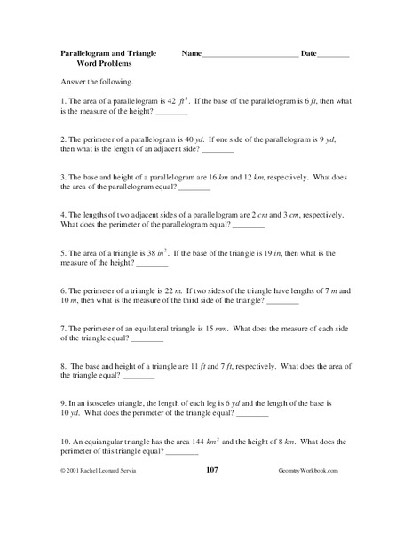 Parallelograms and Triangles Lesson Plan