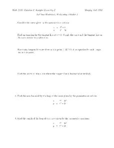 Parametric Equations Worksheet