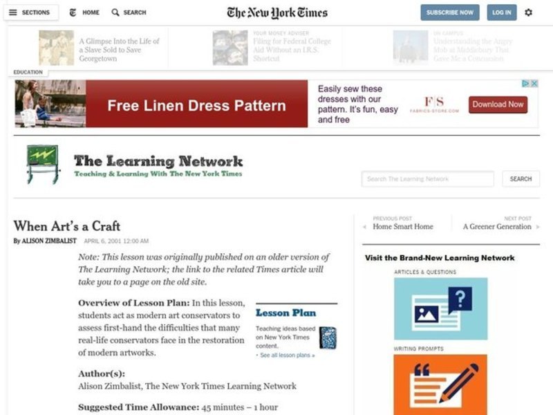 When Art's a Craft Lesson Plan