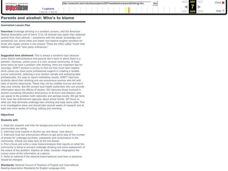 Parents And Alcohol: Who's To Blame Lesson Plan