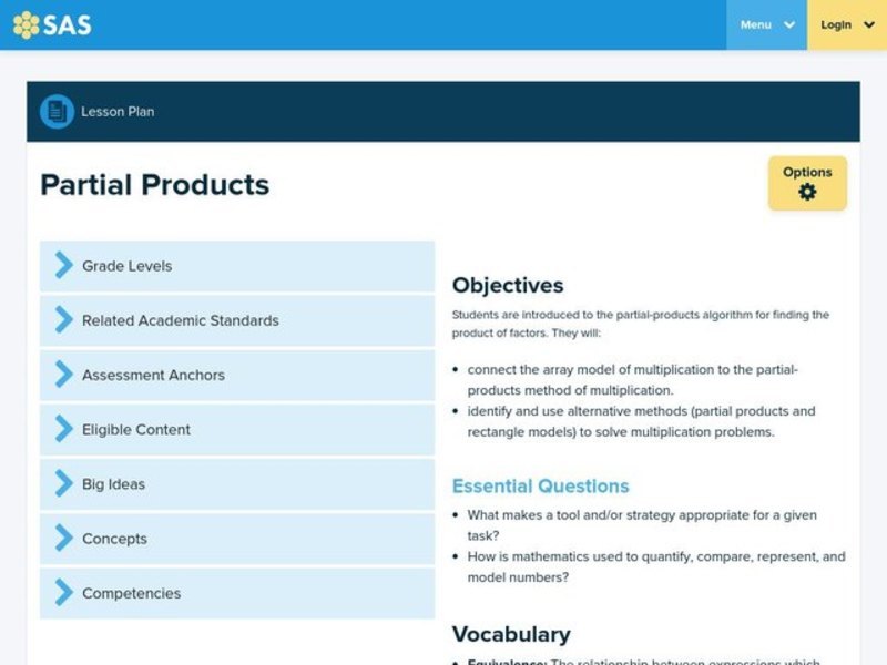 Partial Products Lesson Plan