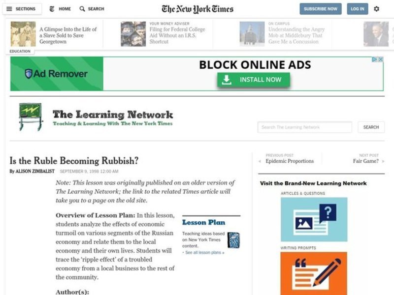 Is the Ruble Becoming Rubbish? Lesson Plan