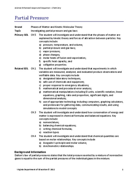 Partial Pressure Lesson Plan