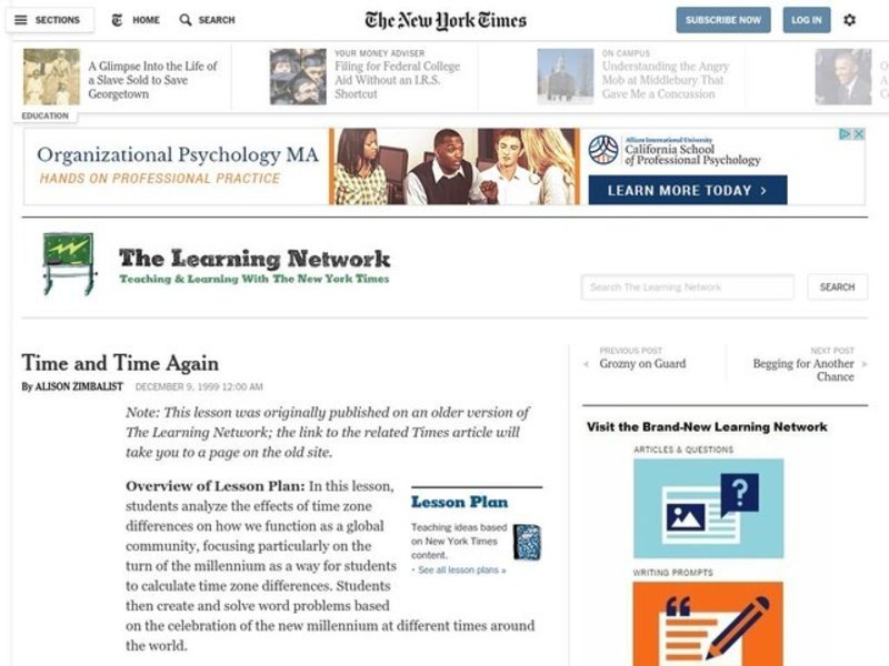 Time and Time Again Lesson Plan