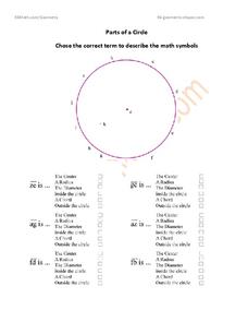 Parts of a Circle Worksheet