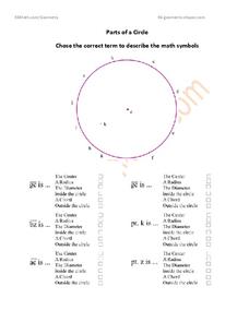 Parts of a Circle Worksheet
