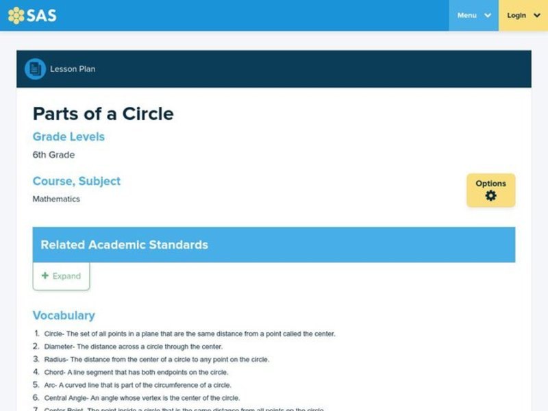 Parts of a Circle Lesson Plan