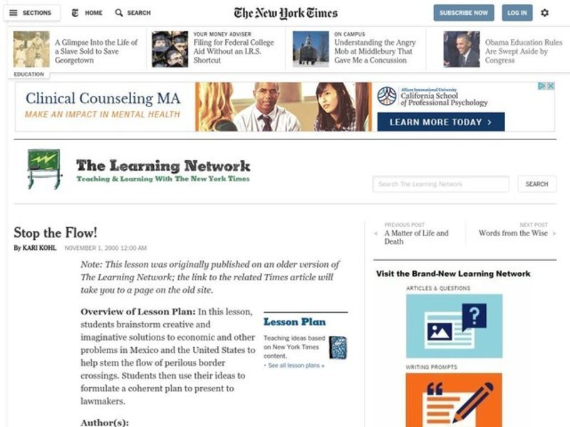 Stop the Flow! Lesson Plan