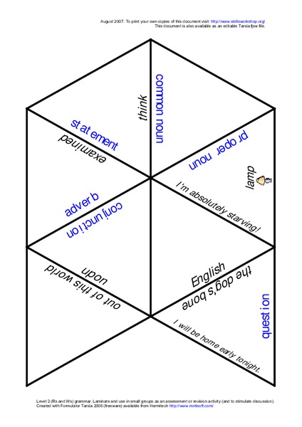 Parts of Speech Organizer