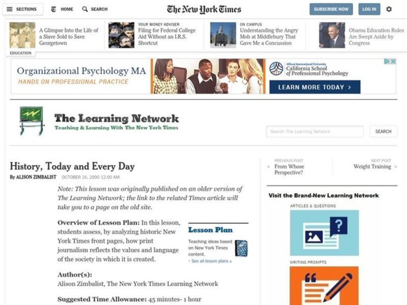 History, Today and Every Day Lesson Plan