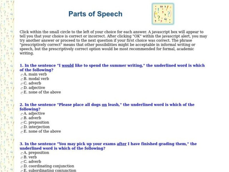 Parts of Speech Interactive