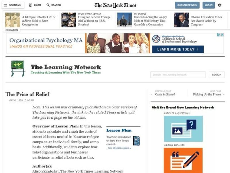 The Price of Relief Lesson Plan