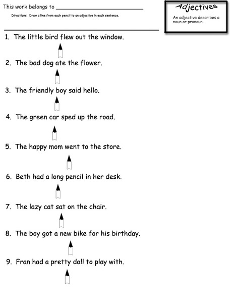 Parts of Speech: Adjectives Worksheet
