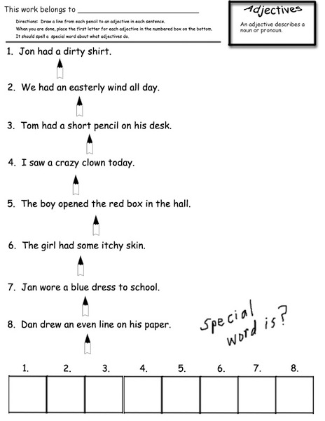 Parts of Speech: Adjectives Worksheet