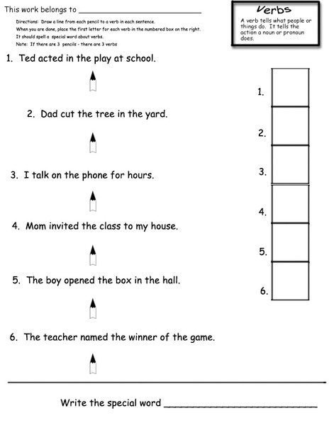 Parts of Speech: Verbs Worksheet