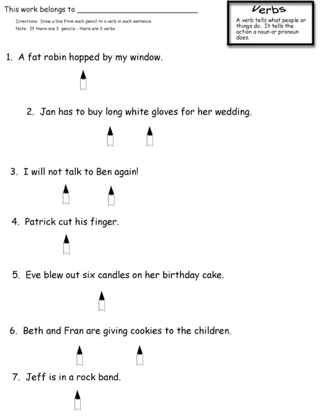 Parts of Speech: Verbs Worksheet