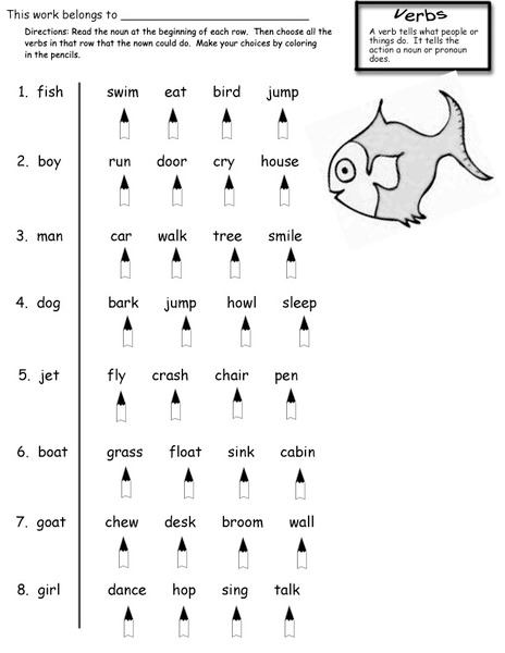 Parts of Speech: Verbs Worksheet