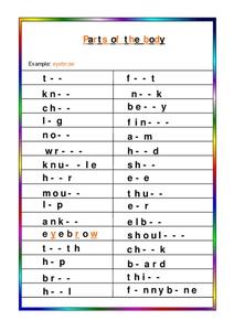 Parts of the Body Worksheet