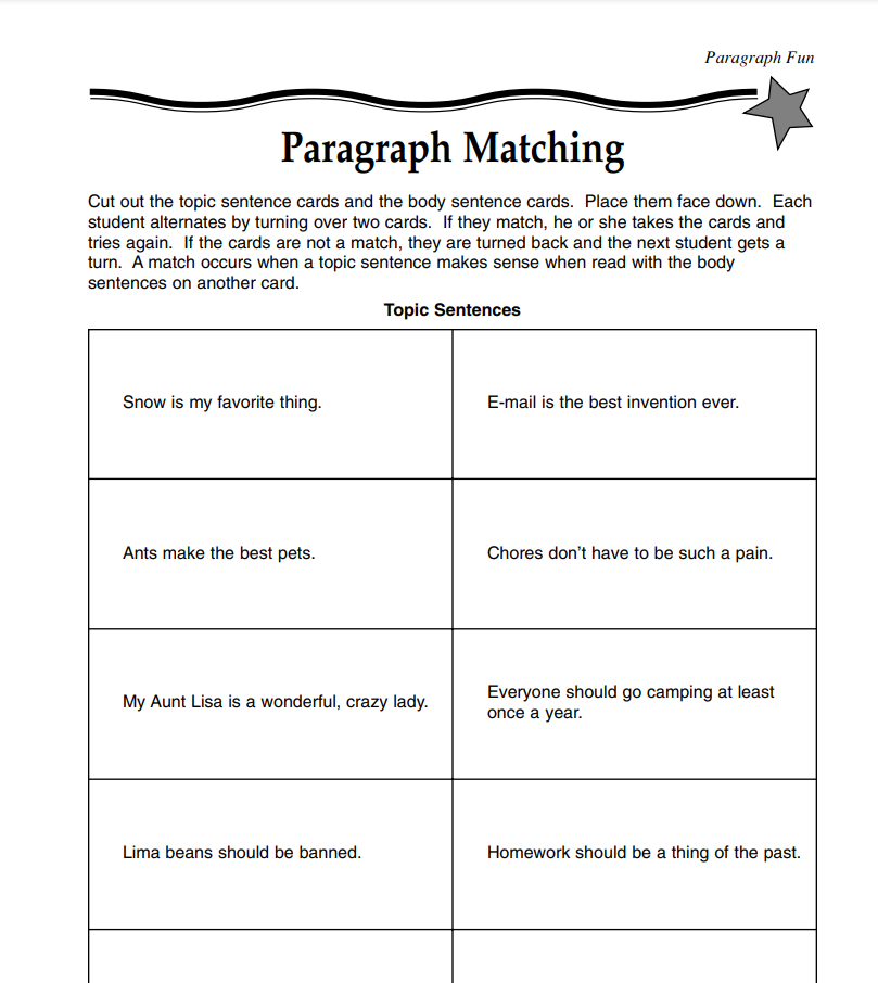Paragraph Matching Lesson Plan