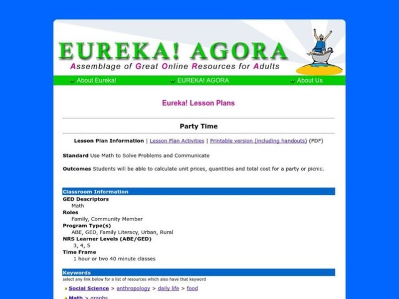 Party Time Lesson Plan