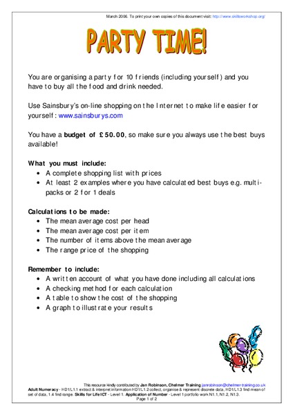 Party Time! Worksheet