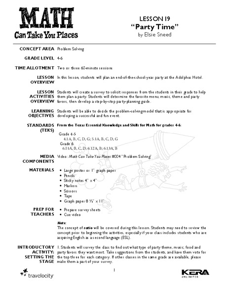 Party Time Lesson Plan