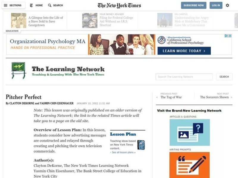 Pitcher Perfect Lesson Plan