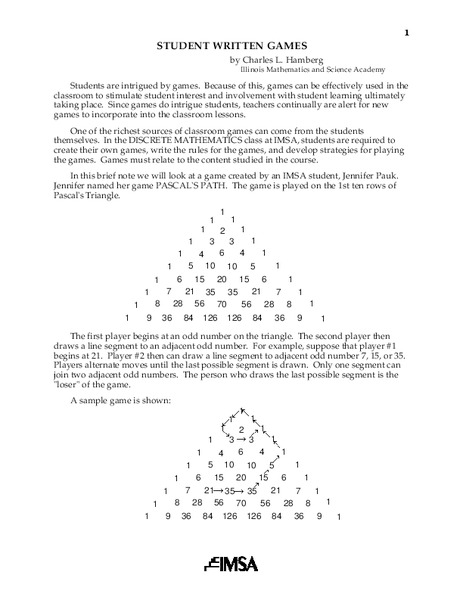 Pascal's Triangle Lesson Plan
