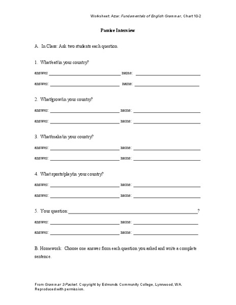 Passive Interview Worksheet