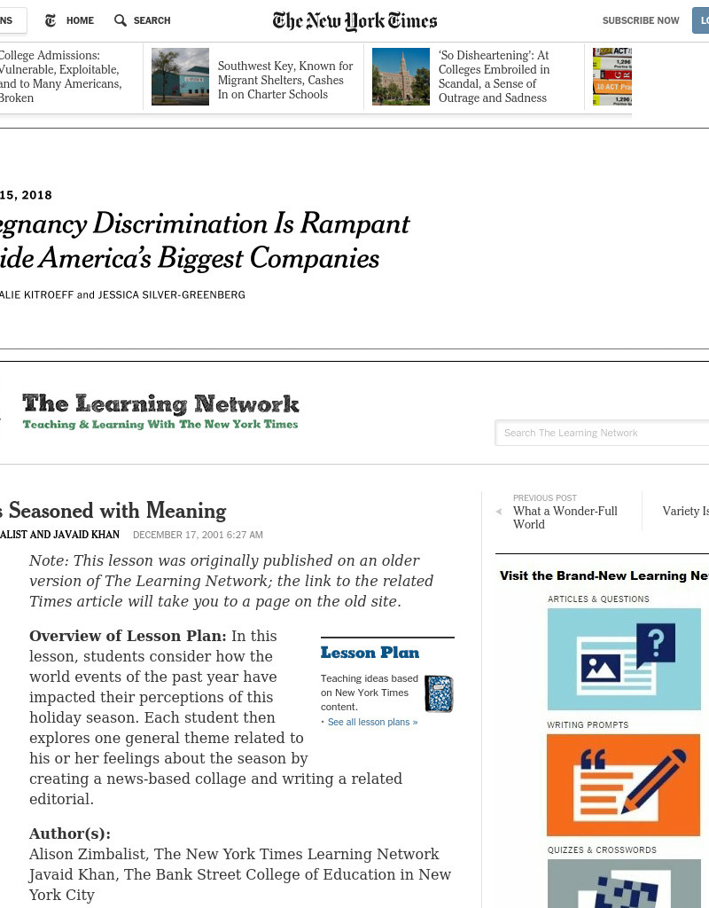 Holidays Seasoned with Meaning Lesson Plan