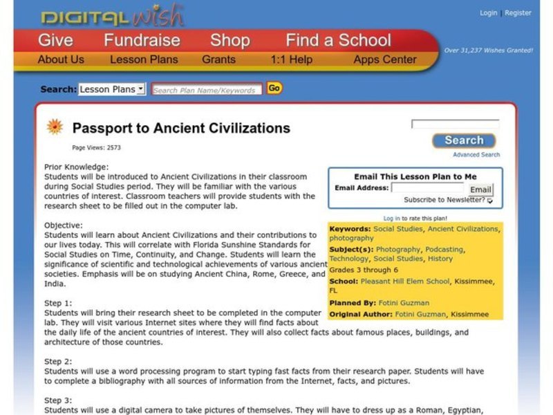 Passport to Ancient Civilizations Lesson Plan