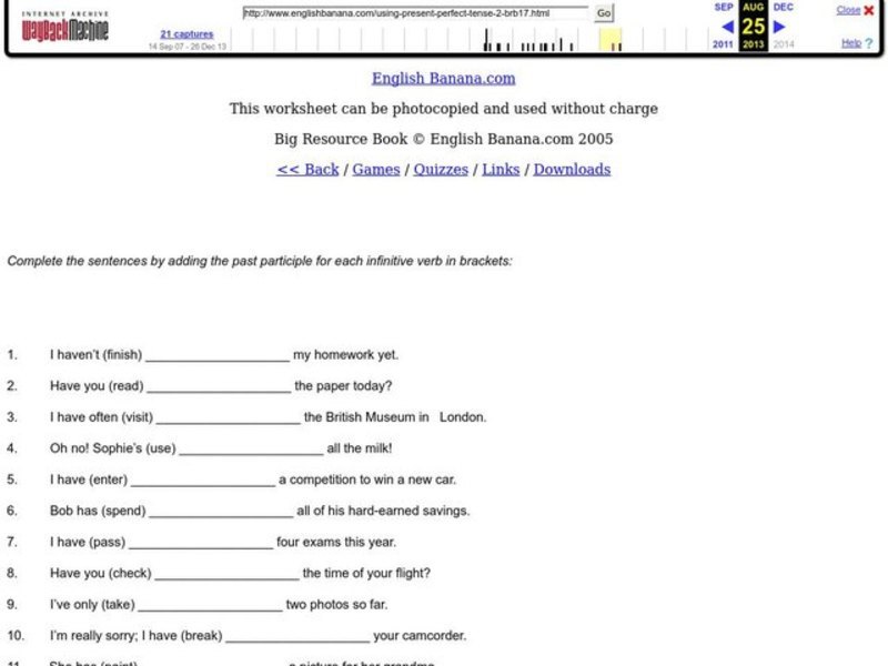 Past Participles Worksheet