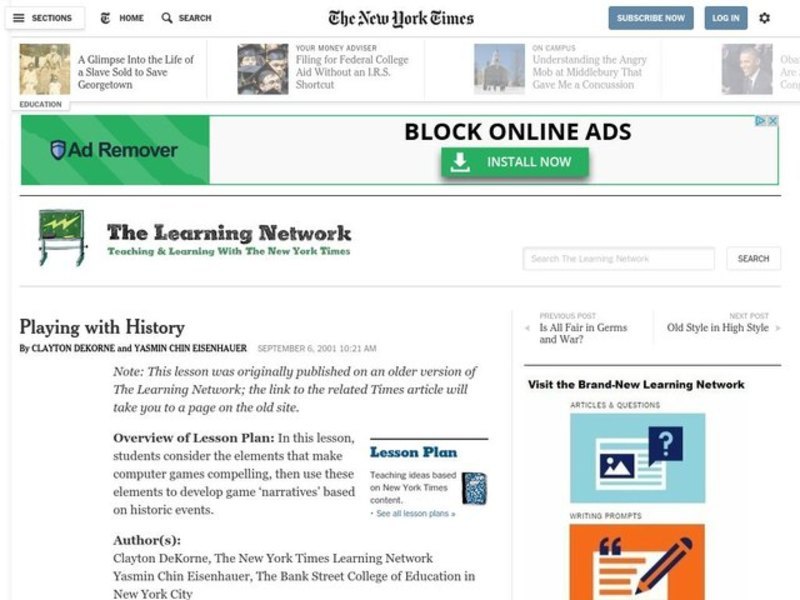 Playing with History Lesson Plan