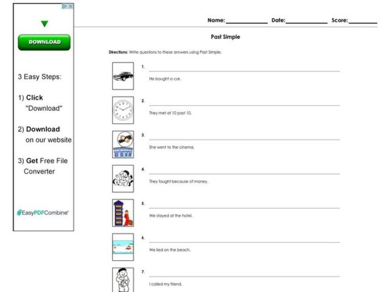 Past Simple Worksheet