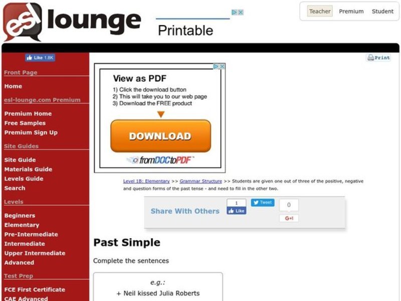 Past Simple Worksheet