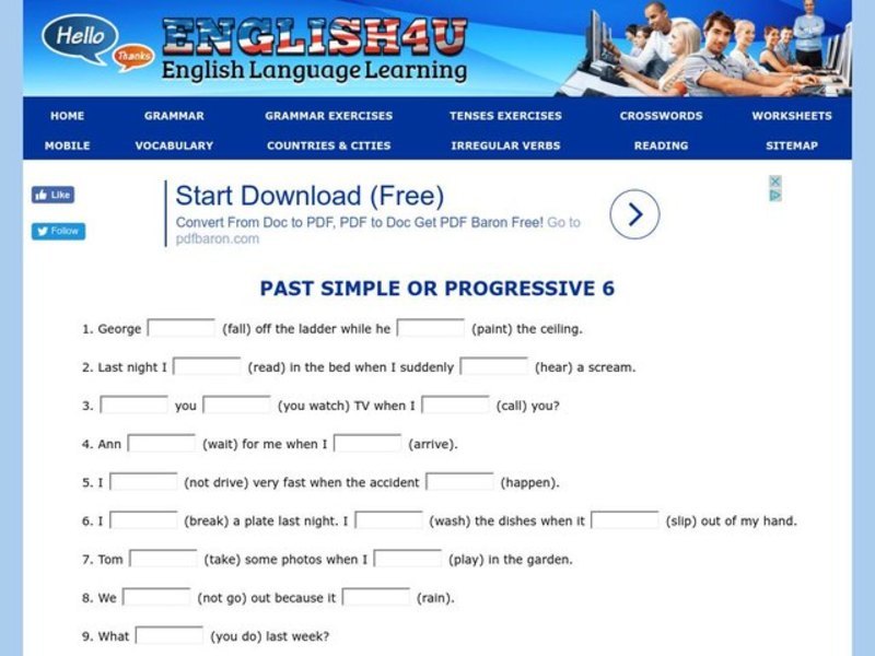 Past Simple or Past Progressive Lesson Plan