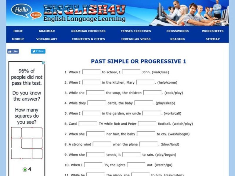 Past Simple or Past Progressive Interactive