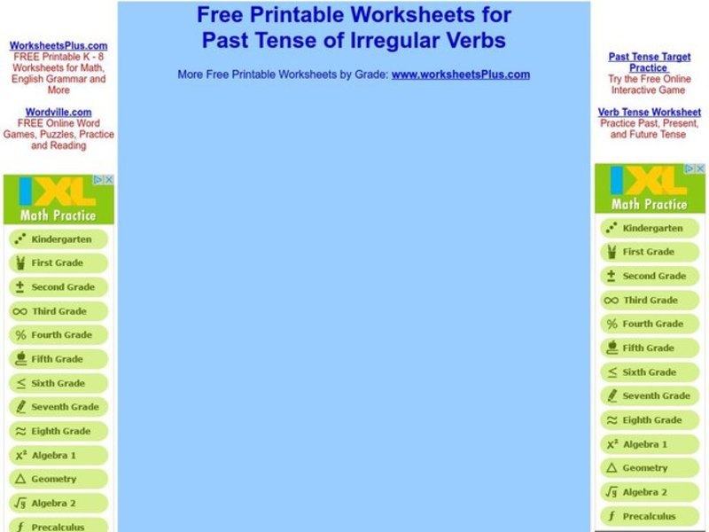 Past Tense Verbs Worksheet