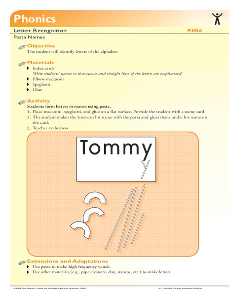 Pasta Names Lesson Plan