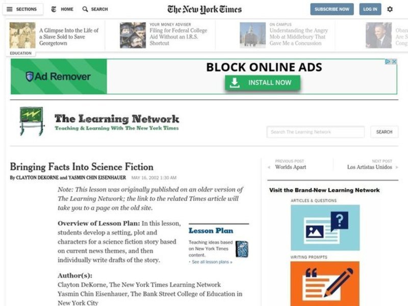 Bringing Facts Into Science Fiction Lesson Plan