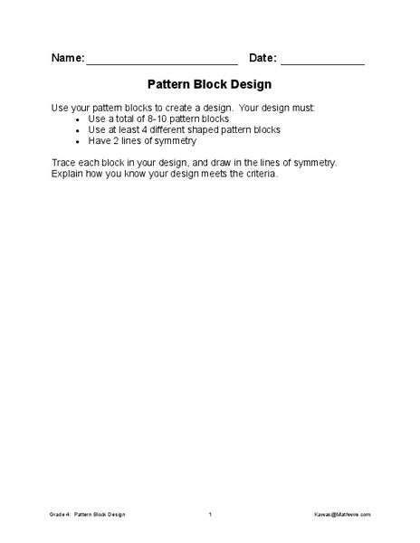 Pattern Block Design Organizer