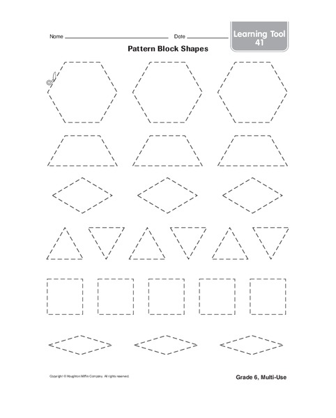 Pattern Block Shapes Worksheet