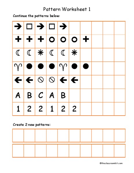 Pattern Worksheet 1 Worksheet