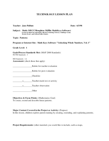 Patterns Lesson Plan