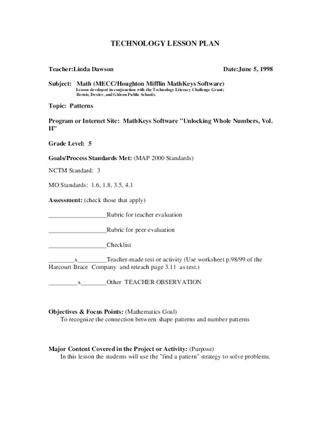 Patterns Lesson Plan