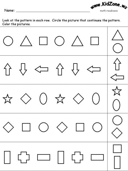 Patterns Worksheet